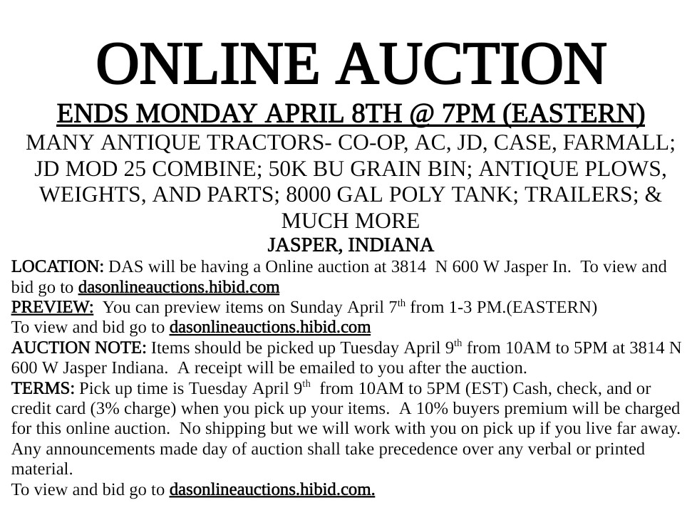 Upcoming Auctions  Dimmett Auction Service